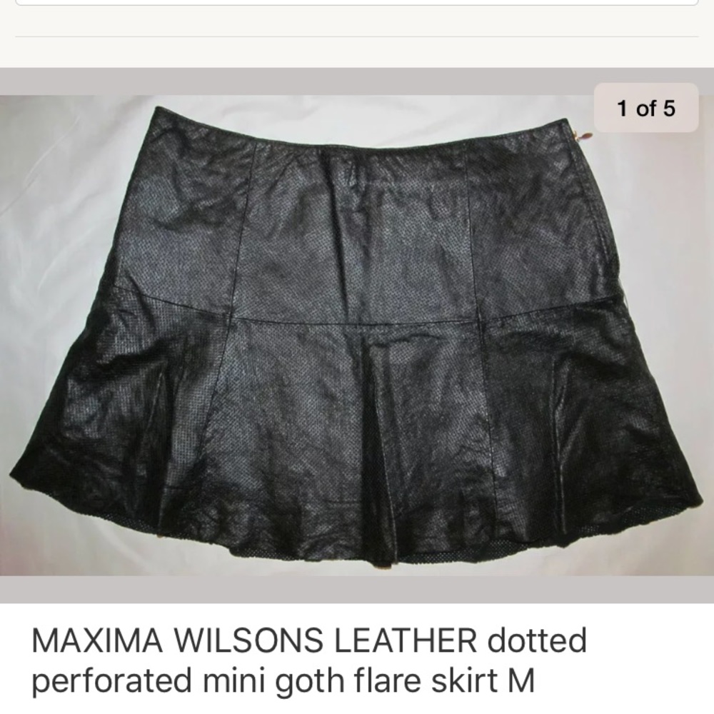 MAXIMA LEATHER perforated flare mini goth skirt M
